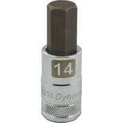 Dynamic Tools 1/2" Drive Metric Hex Head, 14mm Bit Std Length, Chrome Socket D013014